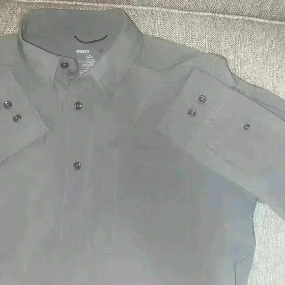 Swiss Tech Men Button Up Shirt Medium Gray Lightweight sku042 - Picture 1 of 5